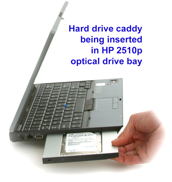 OptiBayHD Notebook Einbaukit für zweite Festplatte oder SSD in HP / CO