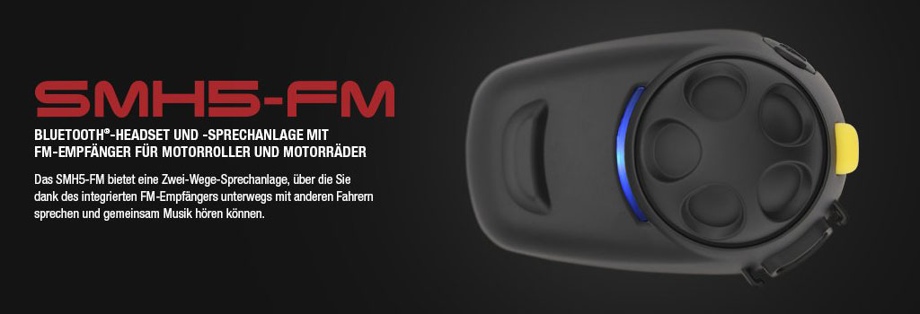 as SMH5-FM Motorrad Bluetooth Headset von SENA für bis zu 4 Fahrer, bis 400m Interkom Reichweite mit eingebautem FM-Radio und Senderspeicher